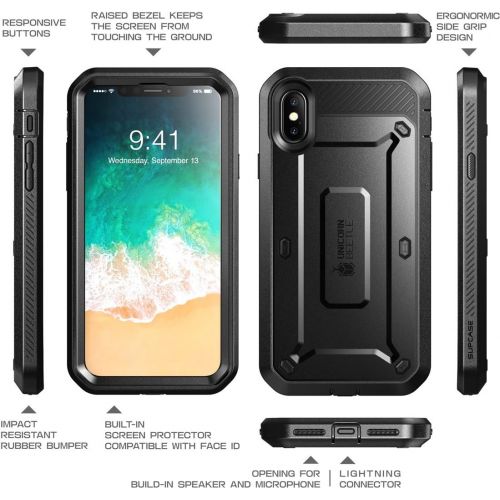  [아마존베스트]SUPCASE Unicorn Beetle Pro Series Case Designed Designed for iPhone X, with Built-In Screen Protector Full-body Rugged Holster Case for Apple iPhone X / iPhone 10 (2017 Release) (B