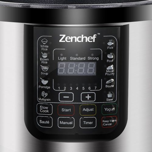  SUPER DEAL Zenchef 14-in-1 6 Quart Multifunctional Stainless Steel Electric Pressure Cooker 1000W wLED Display Screen, Slow Cooker, Rice Cooker, Saute, Steamer, Yogurt Maker & Food Warmer