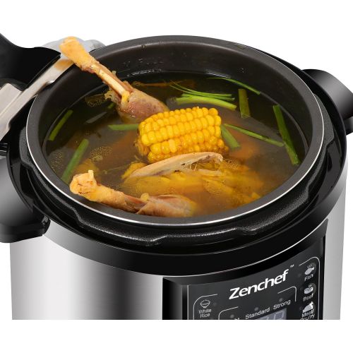  SUPER DEAL Zenchef 14-in-1 6 Quart Multifunctional Stainless Steel Electric Pressure Cooker 1000W wLED Display Screen, Slow Cooker, Rice Cooker, Saute, Steamer, Yogurt Maker & Food Warmer