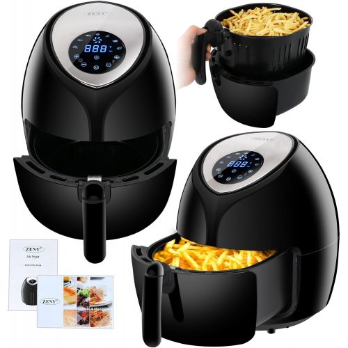  SUPER DEAL 5.8 Quarts Extra Large Hot Air Fryer 1800W XL with Recipes & CookBook, Digital LED Touch Display Featuring 7 Cooking Presets Menu, Timer and Temperature Control, 5.5 L C