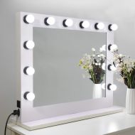 SUPER DEAL Plus Clear Hollywood Vanity Mirror Lighted Vanity Makeup Mirror Makeup Mirrors with Lights Cosmetic Makeup Mirror w/12 Dimmable Bulbs, Tabletop or Wall Mounted (Newest)