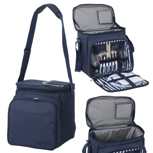  SUPER DEAL Navy Blue Insulated Picnic Backpack Picnic Totes with Blanket for Two