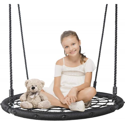  [아마존베스트]SUPER DEAL Largest 48 Web Tree Swing Set - Extra Large Platform - 360 Rotate°- Adjustable Hanging Ropes - Attaches to Trees or Existing Swing Sets - for Multiple Kids or Adult