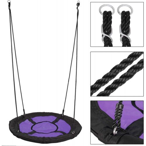  [아마존베스트]SUPER DEAL 40 Waterproof Saucer Tree Swing Set - 360 Rotate° - Attaches to Trees or Existing Swing Sets - Adjustable Hanging Ropes - for Kids, Adults and Teens, 3 Colors (Purple)