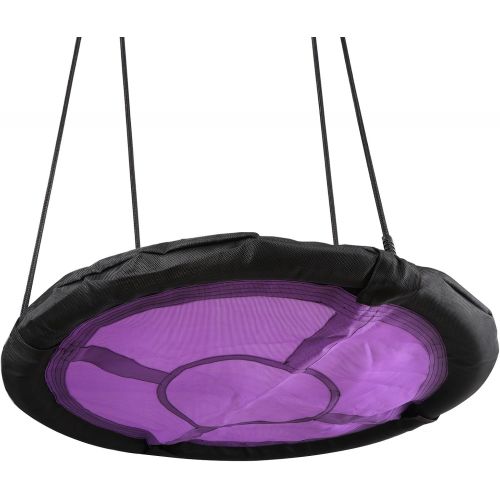  [아마존베스트]SUPER DEAL 40 Waterproof Saucer Tree Swing Set - 360 Rotate° - Attaches to Trees or Existing Swing Sets - Adjustable Hanging Ropes - for Kids, Adults and Teens, 3 Colors (Purple)