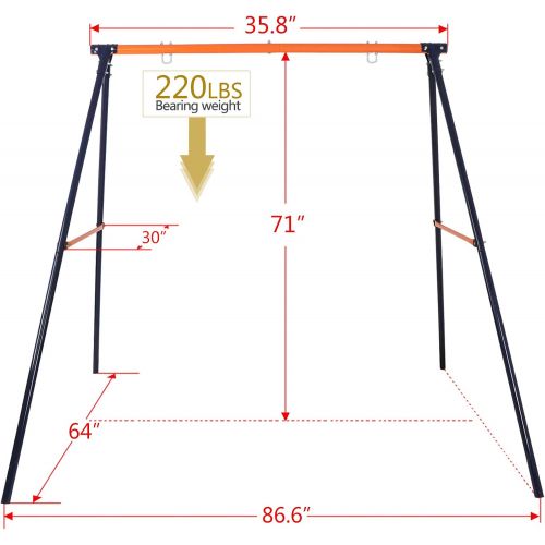  [아마존베스트]SUPER DEAL Extra Large Heavy Duty All-Steel All Weather A-Frame Swing Frame Set Metal Swing Stand, 72 Height 87 Length, Fits for Most Swings, Fun for Kids (Swing Frame)