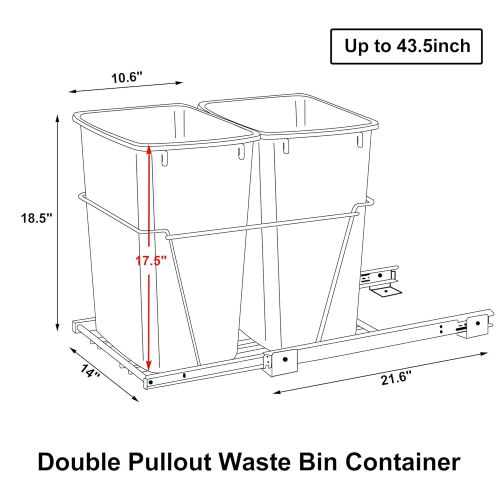  SUPER DEAL Double Pullout Trash Can 35 Quart Under Counter Sliding Waste Bin Kitchen Container