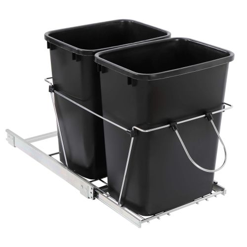  SUPER DEAL Double Pullout Trash Can 35 Quart Under Counter Sliding Waste Bin Kitchen Container