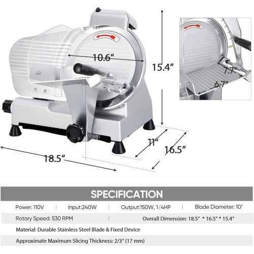  [아마존베스트]Super Deal Commercial Stainless Steel Semi-Auto Meat Slicer, Cheese Food Electric Deli Slicer Veggies Cutter