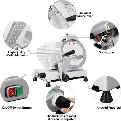  [아마존베스트]Super Deal Commercial Stainless Steel Semi-Auto Meat Slicer, Cheese Food Electric Deli Slicer Veggies Cutter