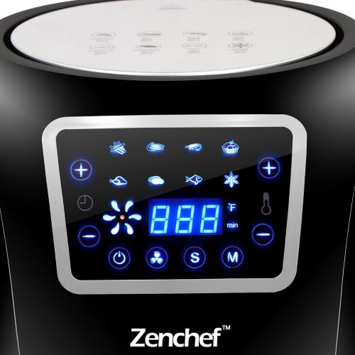  SUPER DEAL ZenChef PRO XXL Hot Air Fryer Family Size 5.8 Qt. 8-in-1 Digital Air fryer + Recipe Books, Upgraded Full Touch Screen, 1800W