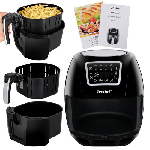 SUPER DEAL ZenChef PRO XXL Hot Air Fryer Family Size 5.8 Qt. 8-in-1 Digital Air fryer + Recipe Books, Upgraded Full Touch Screen, 1800W