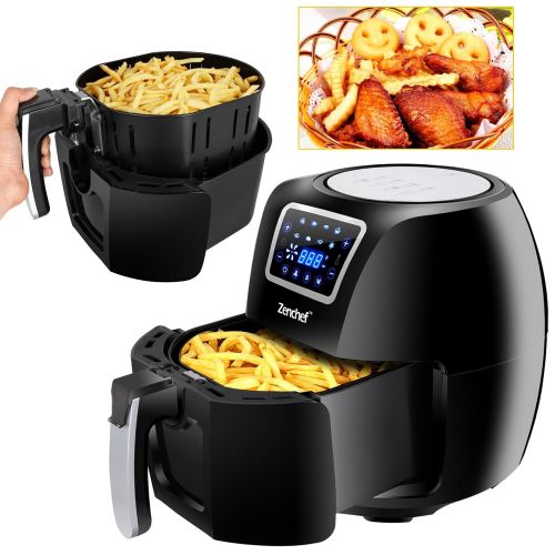  SUPER DEAL ZenChef PRO XXL Hot Air Fryer Family Size 5.8 Qt. 8-in-1 Digital Air fryer + Recipe Books, Upgraded Full Touch Screen, 1800W