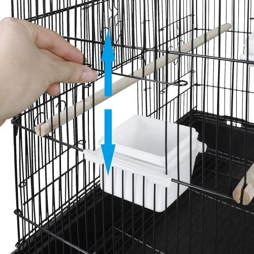  SUPER DEAL 59.3/53 Rolling Bird Cage Large Wrought Iron Cage for Cockatiel Sun Conure Parakeet Finch Budgie Lovebird Canary Medium Pet House with Rolling Stand & Storage Shelf