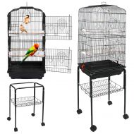 SUPER DEAL 59.3 Bird Cage Large Wrought Iron Cage for Cockatiel Sun Conure Parakeet Finch Budgie Lovebird Canary Medium Pet House with 31 Rolling Stand