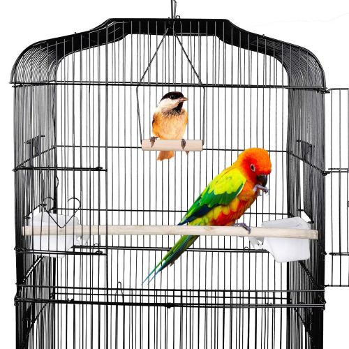  SUPER DEAL 59.3/53 Rolling Bird Cage Large Wrought Iron Cage for Cockatiel Sun Conure Parakeet Finch Budgie Lovebird Canary Medium Pet House with Rolling Stand & Storage Shelf