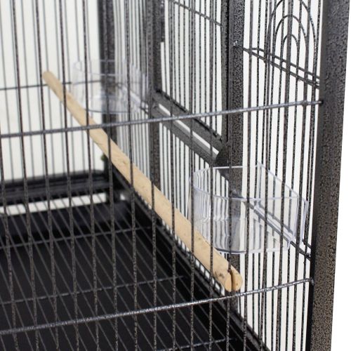  SUPER DEAL 59.3/53 Rolling Bird Cage Large Wrought Iron Cage for Cockatiel Sun Conure Parakeet Finch Budgie Lovebird Canary Medium Pet House with Rolling Stand & Storage Shelf