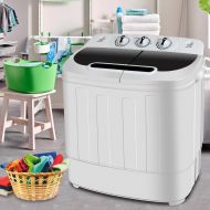 SUPER DEAL Portable Compact Mini Twin Tub Washing Machine w/Wash and Spin Cycle, Built-in Gravity Drain, 13lbs Capacity For Camping, Apartments, Dorms, College Rooms, RV’s, Delicat