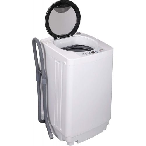  SUPER DEAL Upgraded Portable Full-Automatic Washing Machine Spacious Load Compact Washer - Built-in Drain Pump and Long Hose (Pro)