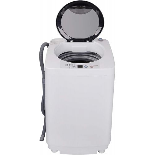  SUPER DEAL Upgraded Portable Full-Automatic Washing Machine Spacious Load Compact Washer - Built-in Drain Pump and Long Hose (Pro)