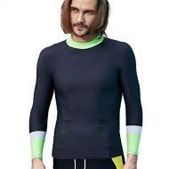 SUPERBODY Mens Rash Guard Water Shirt Basic Skins Long Sleeve Compression UPF 50+ Sun Protection Swim Top