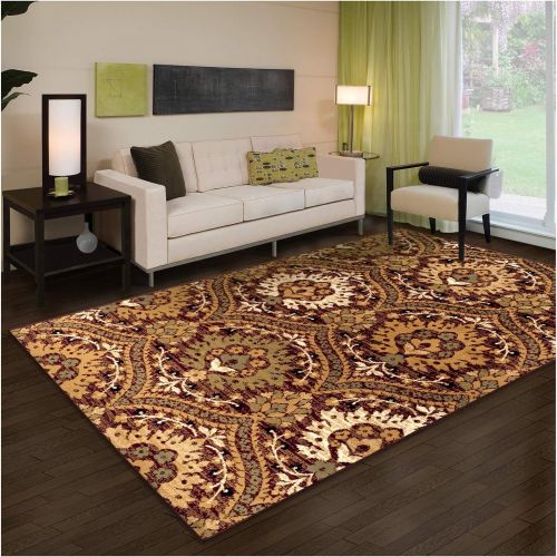 Superior Designer Augusta Collection Area Rug - Modern Area Rug, 8 mm Pile, Scalloped Floral Design with Jute Backing, Red, 4 x 6