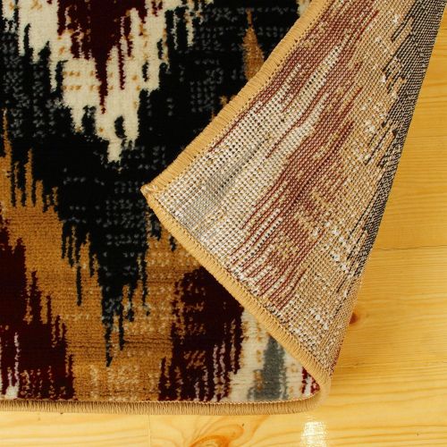  Superior Zigzag Collection Area Rug, 8mm Pile Height with Jute Backing, Designer Inspired Ikat Chevron Pattern, Fashionable and Affordable Woven Rugs, 8 x 10 Rug, Brown