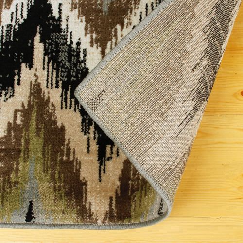  Superior Zigzag Collection Area Rug, 8mm Pile Height with Jute Backing, Designer Inspired Ikat Chevron Pattern, Fashionable and Affordable Woven Rugs, 8 x 10 Rug, Brown