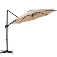 [아마존 핫딜]  [아마존핫딜]SUPERJARE 10 Ft Offset Hanging Umbrella, Crank Lift & 5 Lock Positions, 360° Rotation, Outdoor Patio Cantilever with Tilt Canopy - Beige