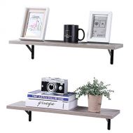 [아마존핫딜]SUPERJARE Wall Mounted Floating Shelves, Set of 2, Display Ledge, Storage Rack for Room/Kitchen/Office - Cream Gray