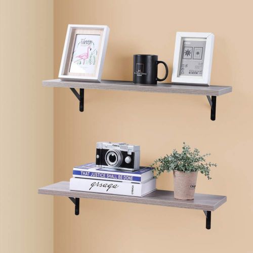  [아마존 핫딜]  [아마존핫딜]SUPERJARE Wall Mounted Floating Shelves, Set of 2, Display Ledge, Storage Rack for Room/Kitchen/Office - Cream Gray