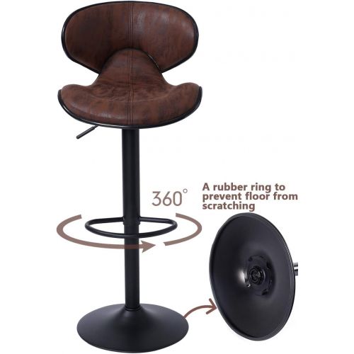  [아마존 핫딜]  [아마존핫딜]SUPERJARE Set of 2 Adjustable Bar Stools, Swivel Barstool Chairs with Back, Pub Kitchen Counter Height, Retro Brown, Fabric