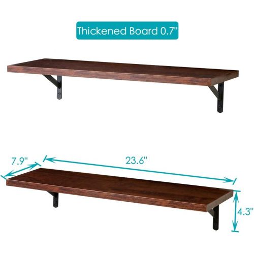  [아마존 핫딜] SUPERJARE Wall Mounted Floating Shelves, Set of 2, Display Ledge, Storage Rack for Room/Kitchen/Office - Walnut