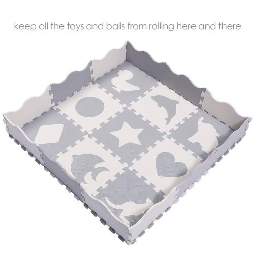  Visit the SUPERJARE Store Superjare 25 Pieces Baby Play Mat, Thick Interlocking Foam Floor Tiles with 9 Patterns, Non Toxic Crawling Mat for Playroom & Nursery, Neutral Color for Infants, Baby & Toddler