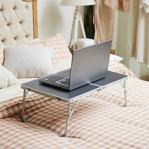  [아마존베스트]Foldable Laptop Table, Superjare Bed Desk, Breakfast Serving Bed Tray, Portable Mini Picnic Table & Lightweight, Folds in Half with Inner Storage Space - Dark Gray