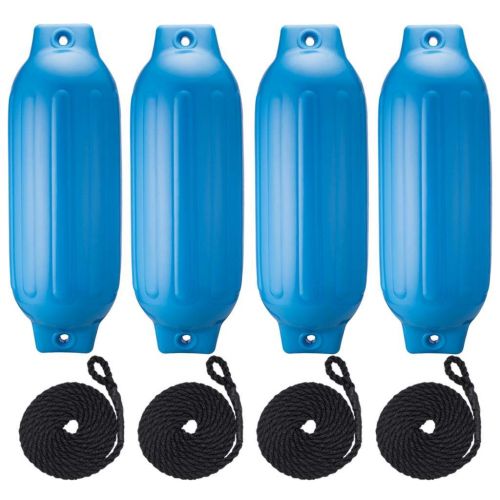  SUPERWORTH 4 Pack 27 inches Inflatable Boat Fenders, Molded Boat Fenders Bumpers, Molded Vertical Eyelets, Dock Protector - Blue for Guard Dock Docking