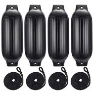 SUPERWORTH Superworth Inflatable Boat Fenders,Molded Vertical Eyelets, Dock Protector, Molded Boat Fenders Bumpers. 4 Pack, 27” - Black for Guard Dock Docking