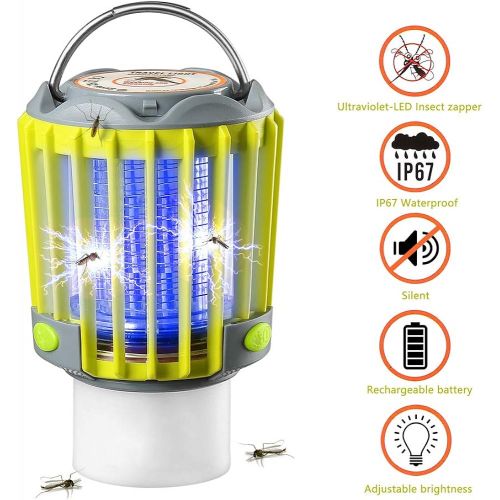  [아마존베스트]SUPOLOGY Camping Lantern with Bug Zapper,IP67 Waterproof 4 Lighting Modes Dimmable USB Rechargeable for Home,Camping,Hiking,Fishing,Emergency