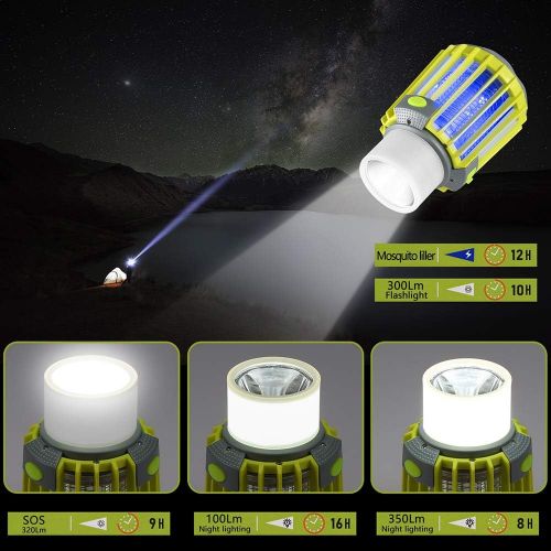  [아마존베스트]SUPOLOGY Camping Lantern with Bug Zapper,IP67 Waterproof 4 Lighting Modes Dimmable USB Rechargeable for Home,Camping,Hiking,Fishing,Emergency