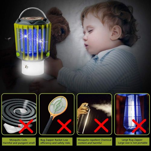  [아마존베스트]SUPOLOGY Camping Lantern with Bug Zapper,IP67 Waterproof 4 Lighting Modes Dimmable USB Rechargeable for Home,Camping,Hiking,Fishing,Emergency