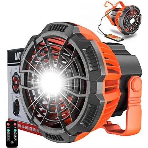  SUPOLOGY Portable Fan Camping Fan for Tents, 30 Hours Work-time Camping Lantern Ceiling Tent Fan Desk Fan with Power Bank, Clip and Remote, Usb Rechargeable Fan for Hiking, BBQ,Hunting, Hur