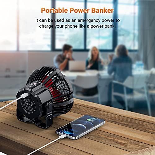  SUPOLOGY Portable Fan Camping Fan for Tents, 25 Hours Work-time Camping Lantern Desk Fan with Power Bank, Clip and Remote, Rechargeable Fan for Hiking, BBQ, Garden, Bedroom, Office, Hurrica