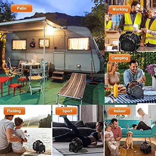  SUPOLOGY Portable Fan Camping Fan for Tents, 25 Hours Work-time Camping Lantern Desk Fan with Power Bank, Clip and Remote, Rechargeable Fan for Hiking, BBQ, Garden, Bedroom, Office, Hurrica