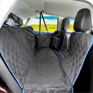 SUPSOO Dog Car Seat Cover Waterproof Durable Anti-Scratch Nonslip Pet Protection Dog Hammock with Mesh Window & Side Flaps, 54 x 58, Black/Blue