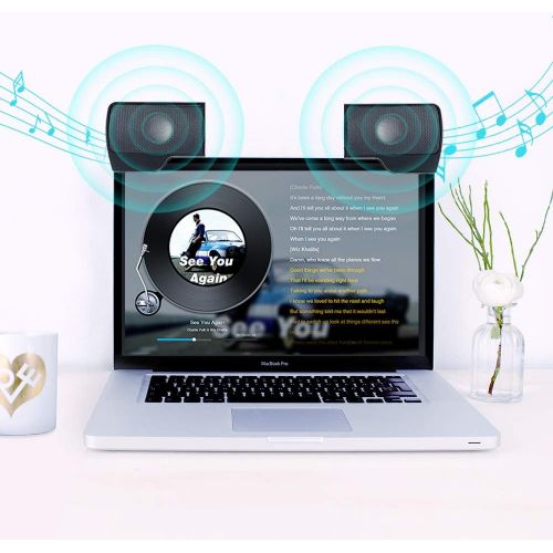  [아마존베스트]SUPVIN Portable Mini Computer Clip-On Speaker, Compact USB Powered Wired Laptop Stereo Multimedia Soundbar for Notebook Laptop Computer PC Desktop Tablets