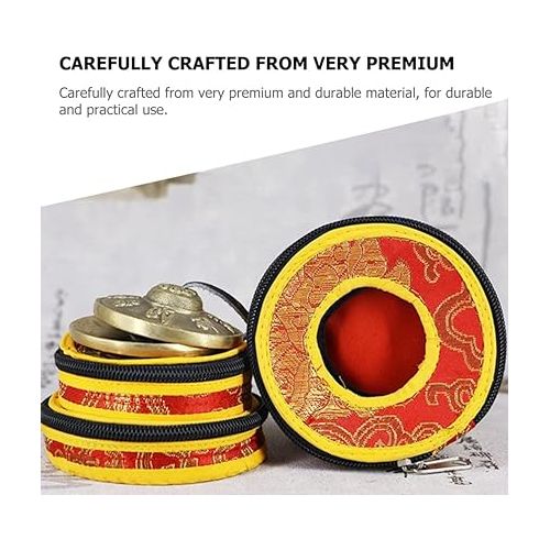  SUPVOX Tibetan Tingsha Cymbal Bell Storage Bag Meditation Chime Bells Zipper Yoga Bell Chimes Carry Case or Buddhist Tingsha Symbols