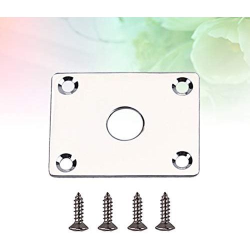  [아마존베스트]SUPVOX Bass Guitar Jack Plate Rectangle Style Chrome Guitar Bass Output Input Jack Electric Guitar Parts 1 Set (Silver)