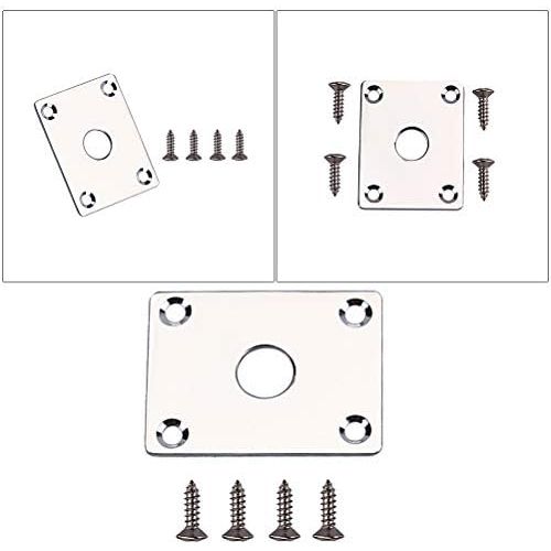  [아마존베스트]SUPVOX Bass Guitar Jack Plate Rectangle Style Chrome Guitar Bass Output Input Jack Electric Guitar Parts 1 Set (Silver)