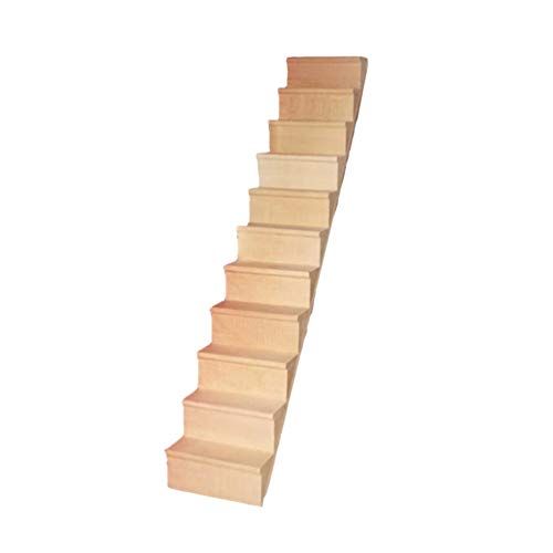  SUPVOX Wooden Dollhouse Stairs Miniature Doll Staircase Ladder Stairway Model Without Handrail for Mini House Scene Fairy Garden Ornament Toy Accessories 1PC 1/12