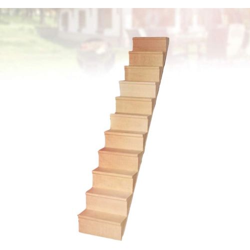  SUPVOX Wooden Dollhouse Stairs Miniature Doll Staircase Ladder Stairway Model Without Handrail for Mini House Scene Fairy Garden Ornament Toy Accessories 1PC 1/12